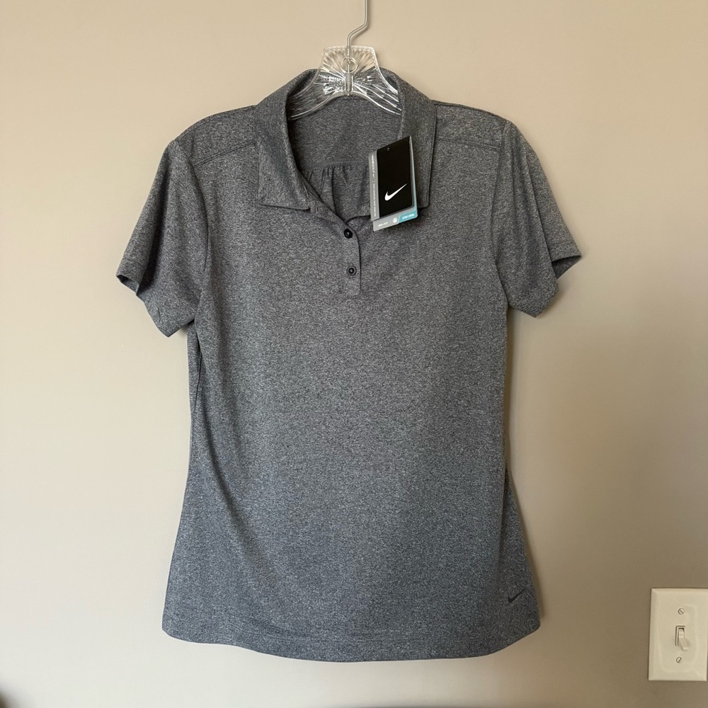 NWT Grey Nike Golf Ladies Dri-Fit Heather Polo Medium